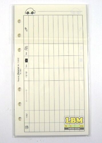 Filofax - Personal size Drivers Mileage Log with Icons Cream Refill Insert 753032 - LBM Art & Stationery Store