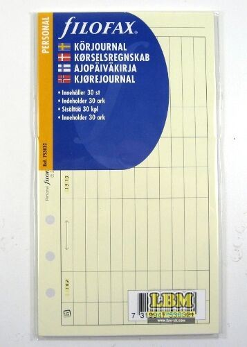 Filofax - Personal size Drivers Mileage Log with Icons Cream Refill Insert 753032 - LBM Art & Stationery Store