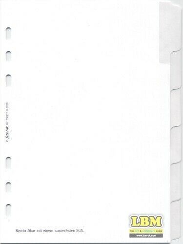 Filofax - A5 size Blank Index 6-Part Plain Tab White Divider Refill 250192 - LBM Art & Stationery Store