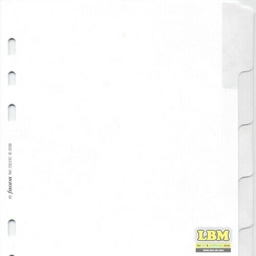 Filofax - A5 size Blank Index 6-Part Plain Tab White Divider Refill 250192 - LBM Art & Stationery Store