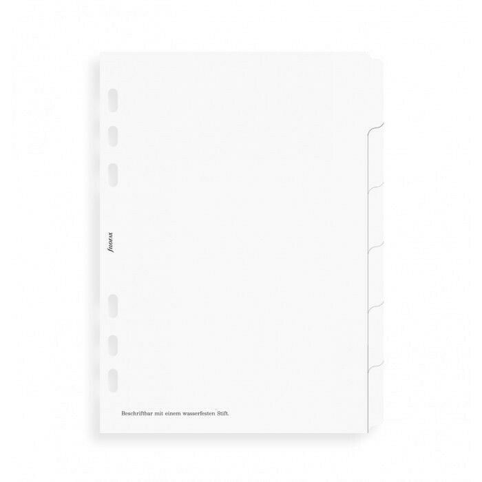 Filofax - A5 size Blank Index 6-Part Plain Tab White Divider Refill 250192 - LBM Art & Stationery Store
