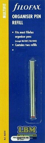 Filofax - Organiser Mini Ballpoint Pen Refill Pack 2 Multifit - choose ink colour - 060508 / 060509 - LBM Art & Stationery Store