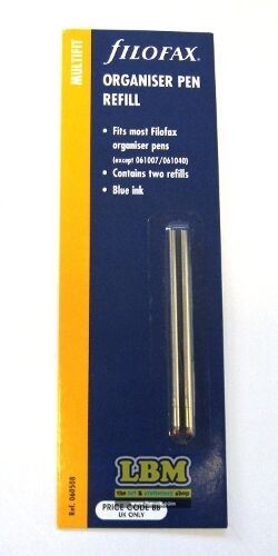 Filofax - Organiser Mini Ballpoint Pen Refill Pack 2 Multifit - choose ink colour - 060508 / 060509 - LBM Art & Stationery Store