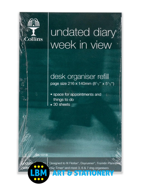 Collins - Desk size Undated Diary Week In View Insert Organiser Refill DK1016 - LBM Art & Stationery Store