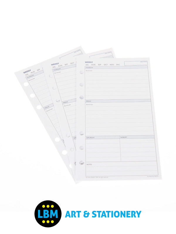 Collins - Personal size Undated Any Year Week In View Diary Insert Refill PR2016 - LBM Art & Stationery Store