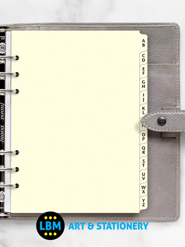 Filofax - A5 size A-Z Index Alphabetical Cream Divider Organiser Refill 341664 - LBM Art & Stationery Store