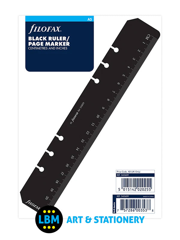 Filofax - A5 size Black Ruler Today Page Marker Organiser Refill 343609 - LBM Art & Stationery Store