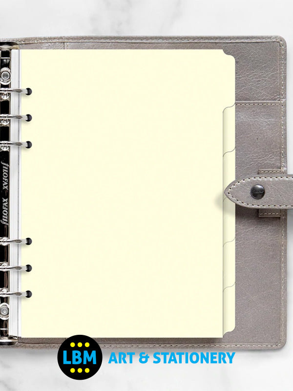 Filofax - A5 size Blank Index 6-Part Plain Tab Cream Divider Refill 341680 - LBM Art & Stationery Store