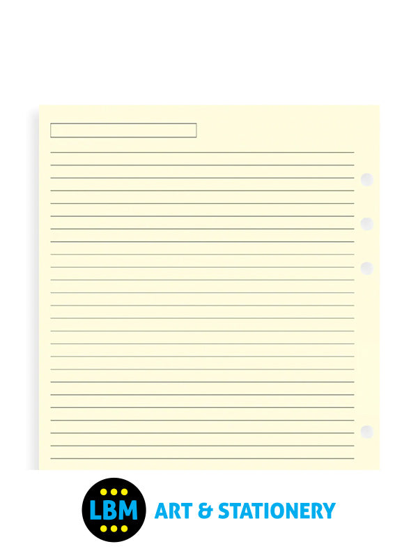 Filofax - A5 size Cream Ruled Lined Notepaper Organiser Refill 343032 - LBM Art & Stationery Store