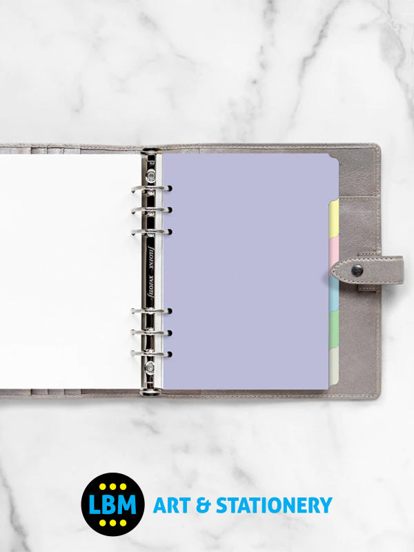Filofax - A5 size Index Pastel Coloured 6-Part Blank Tab Divider Refill 132614 - LBM Art & Stationery Store