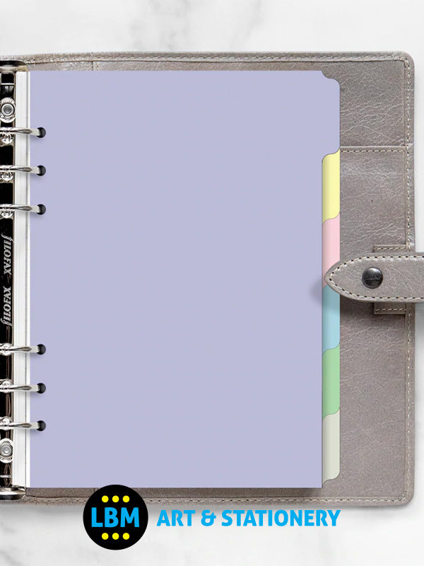 Filofax - A5 size Index Pastel Coloured 6-Part Blank Tab Divider Refill 132614 - LBM Art & Stationery Store