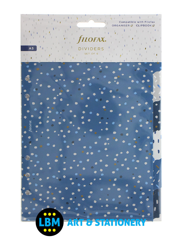 Filofax - A5 size Indigo Design 6-Part Plastic Divider Organiser Refill 132760 - LBM Art & Stationery Store
