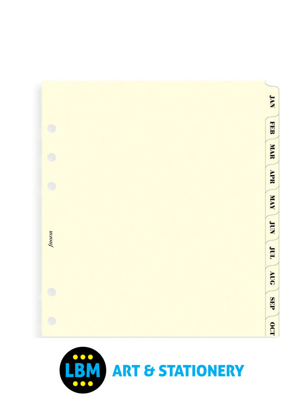 Filofax - A5 size January to December Index Cream Divider Organiser Refill 341693 - LBM Art & Stationery Store