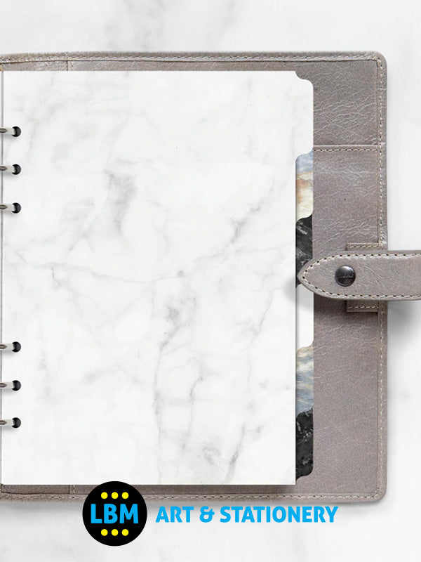 Filofax - A5 size Marble Coloured Index 6-Part Blank Tab Divider Refill 132616 - LBM Art & Stationery Store