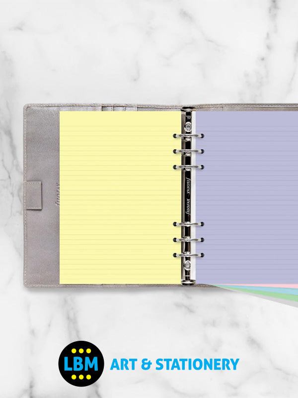 Filofax - A5 size Pastel Ruled Paper Assorted Colours Organiser Refill 132610 - LBM Art & Stationery Store