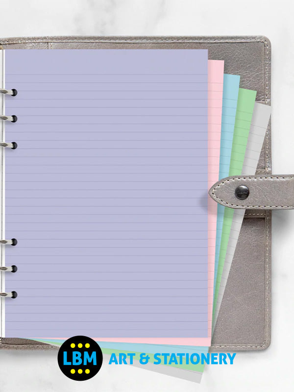 Filofax - A5 size Pastel Ruled Paper Assorted Colours Organiser Refill 132610 - LBM Art & Stationery Store