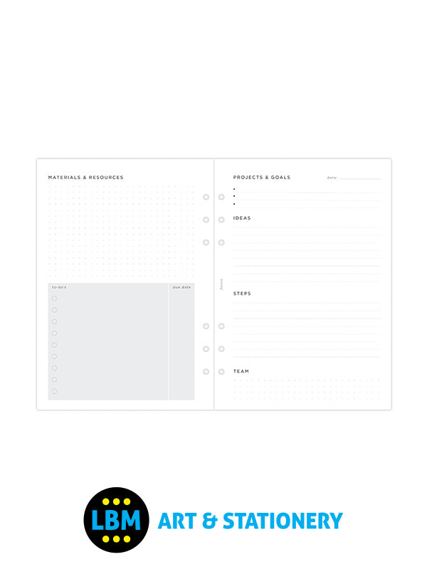 Filofax - A5 size Projects & Goals Tracker Notepaper Organiser Refill 132685 - LBM Art & Stationery Store