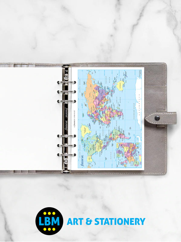 Filofax - A5 size World Map Organiser Refill 341904 - LBM Art & Stationery Store