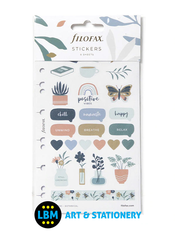 Filofax - Botanical Assorted Stickers Personal A5 Multifit Refill 132815 - LBM Art & Stationery Store