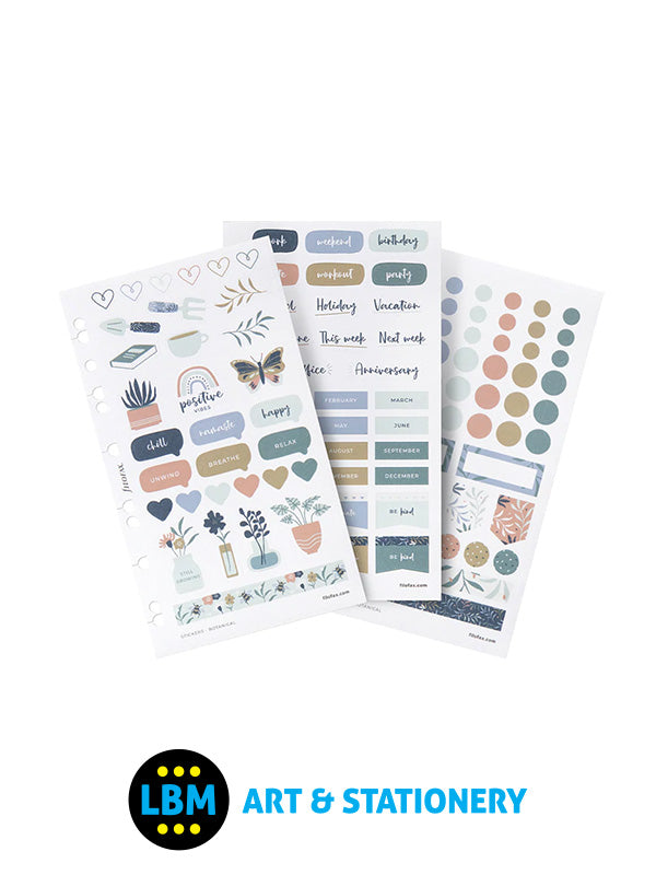 Filofax - Botanical Assorted Stickers Personal A5 Multifit Refill 132815 - LBM Art & Stationery Store