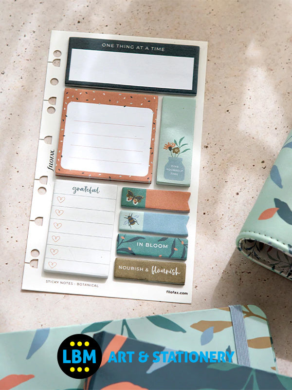 Filofax - Botanical Assorted Sticky Note Set Personal A5 Multifit Refill 132816 - LBM Art & Stationery Store