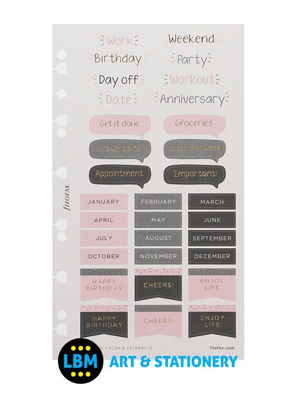 Filofax - Confetti Assorted Stickers Personal A5 Multifit Refill 132701 - LBM Art & Stationery Store