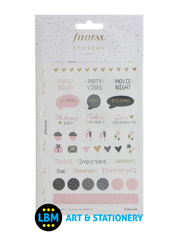 Filofax - Confetti Assorted Stickers Personal A5 Multifit Refill 132701 - LBM Art & Stationery Store