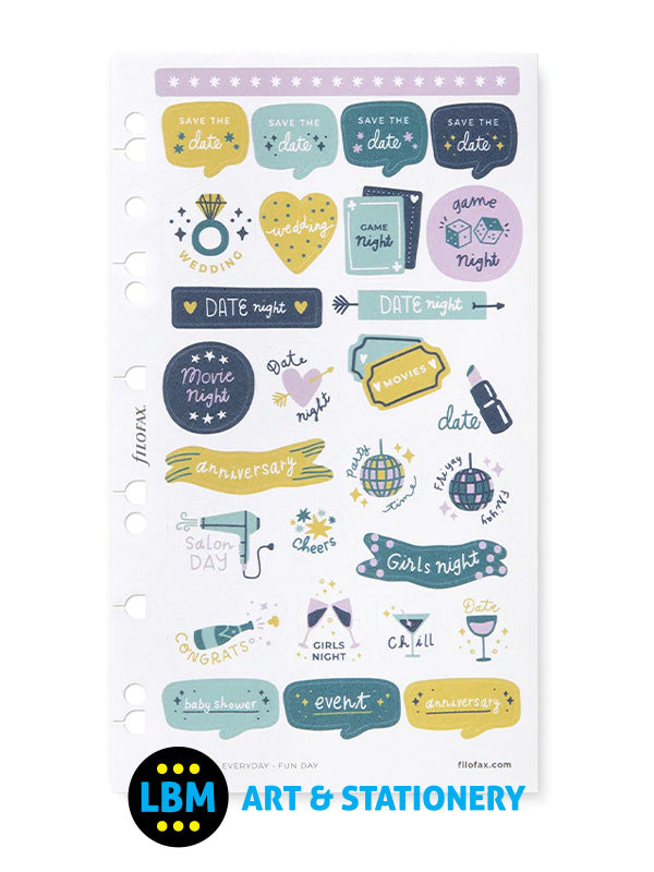 Filofax - Everyday Fun Days Assorted Stickers Personal A5 Multifit Refill 132835 - LBM Art & Stationery Store
