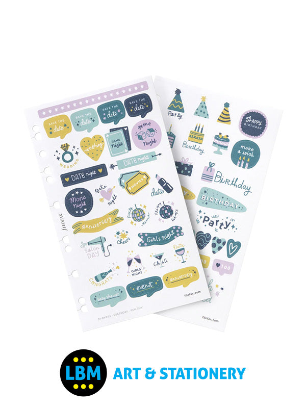 Filofax - Everyday Fun Days Assorted Stickers Personal A5 Multifit Refill 132835 - LBM Art & Stationery Store