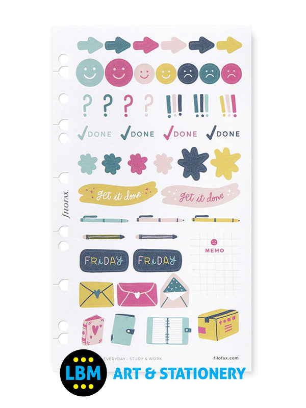 Filofax - Everyday Study & Work Assorted Stickers Personal A5 Multifit 132836 - LBM Art & Stationery Store