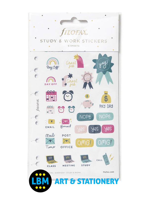 Filofax - Everyday Study & Work Assorted Stickers Personal A5 Multifit 132836 - LBM Art & Stationery Store