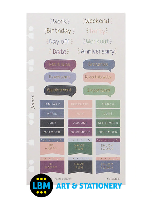 Filofax - Garden Assorted Stickers Personal A5 Multifit Refill 132741 - LBM Art & Stationery Store