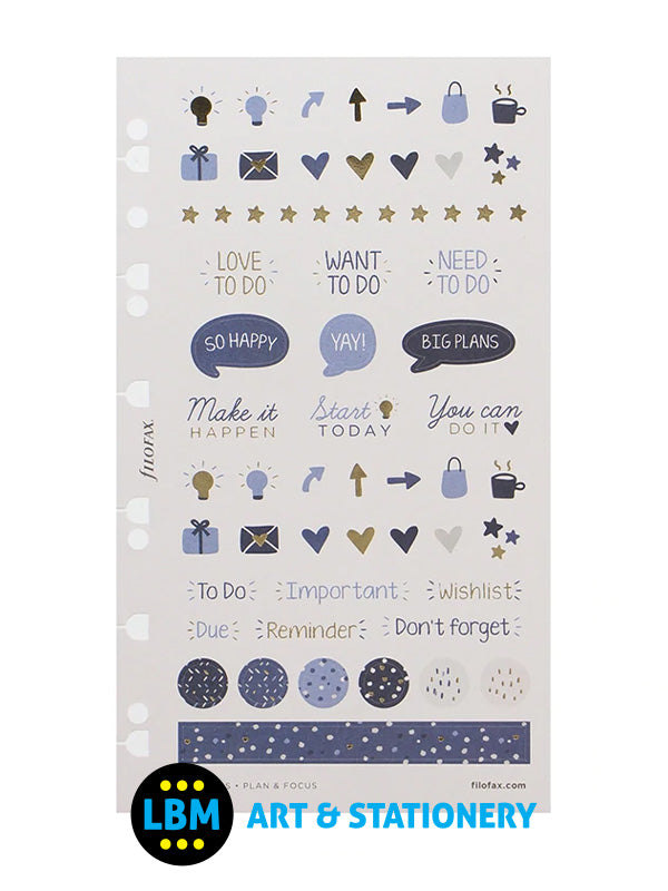 Filofax - Indigo Assorted Stickers Personal A5 Multifit Refill 132761 - LBM Art & Stationery Store
