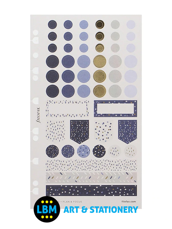Filofax - Indigo Assorted Stickers Personal A5 Multifit Refill 132761 - LBM Art & Stationery Store
