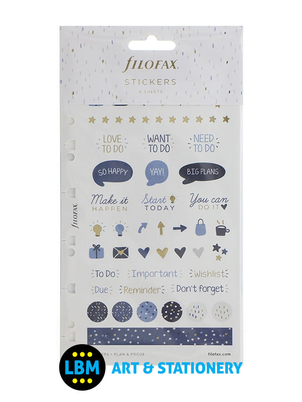 Filofax - Indigo Assorted Stickers Personal A5 Multifit Refill 132761 - LBM Art & Stationery Store
