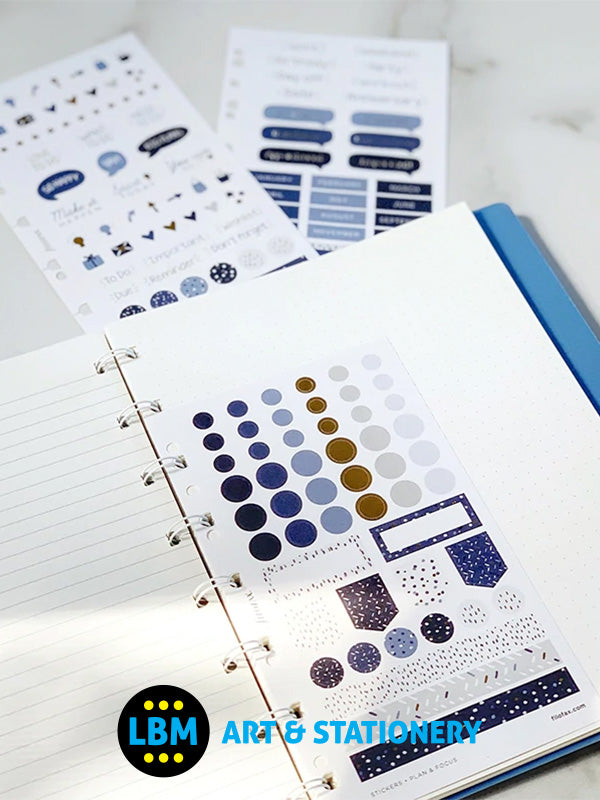 Filofax - Indigo Assorted Stickers Personal A5 Multifit Refill 132761 - LBM Art & Stationery Store