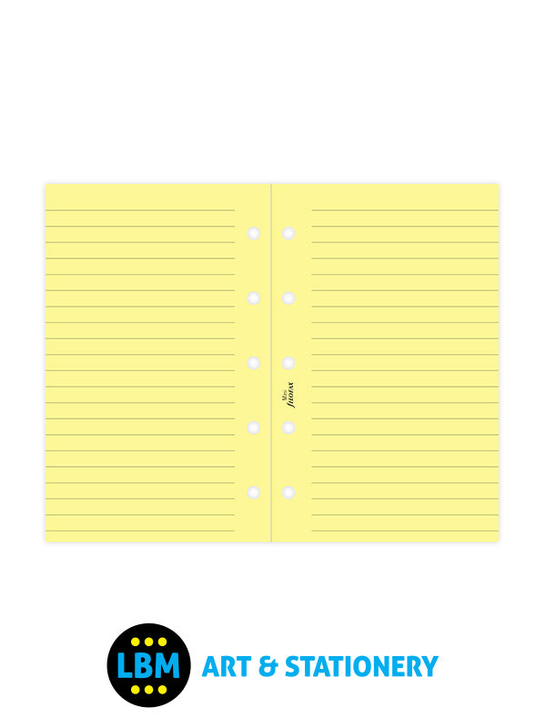 Filofax - Mini size Yellow Ruled Lined Notepaper Organiser Refill 513010 - LBM Art & Stationery Store