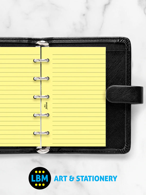Filofax - Mini size Yellow Ruled Lined Notepaper Organiser Refill 513010 - LBM Art & Stationery Store