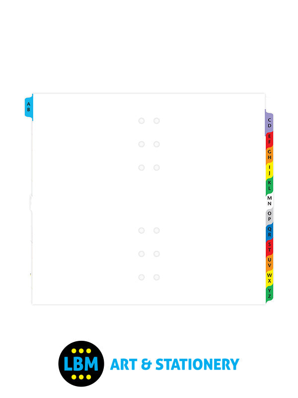 Filofax - Personal size A-Z Index Multi Coloured Divider Organiser Refill 131608 - LBM Art & Stationery Store