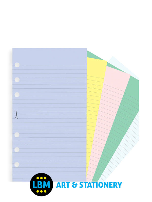 Filofax - Personal size Assorted Coloured Notepaper Plain & Ruled Refill 130502 - LBM Art & Stationery Store