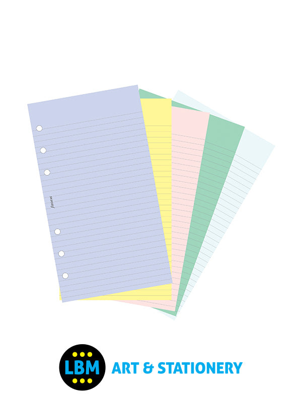 Filofax - Personal size Assorted Coloured Notepaper Plain & Ruled Refill 130502 - LBM Art & Stationery Store