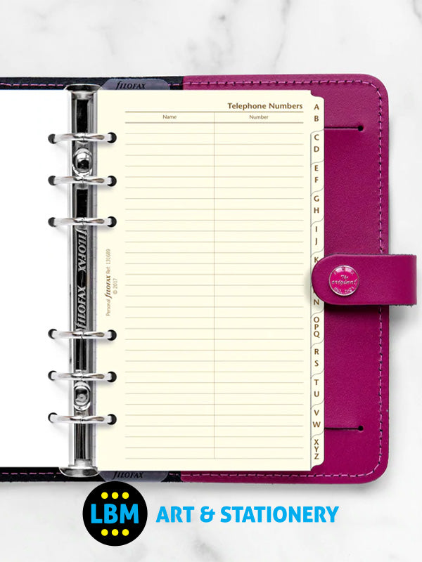 Filofax - Personal size Cotton Cream A-Z Slimline Index Refill Insert 131689 - LBM Art & Stationery Store