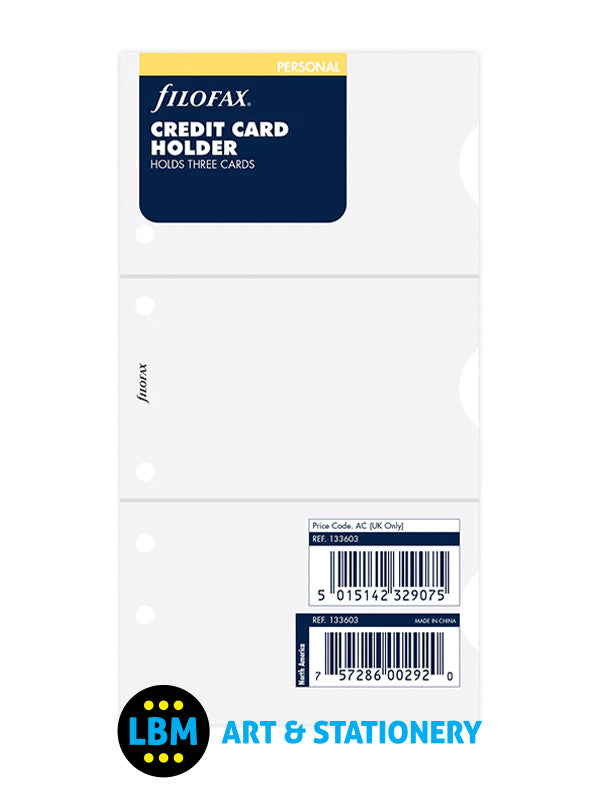Filofax - Personal size Credit Debit Card Holder Organiser Refill 133603 - LBM Art & Stationery Store