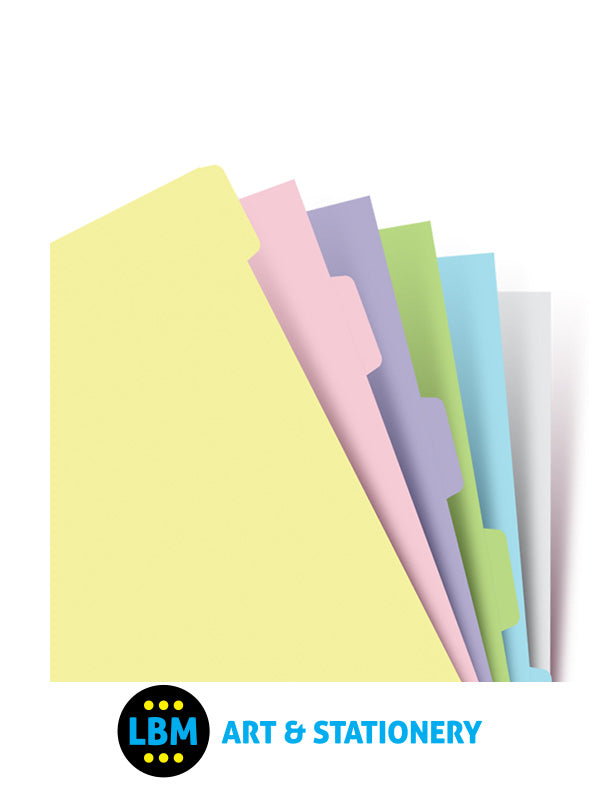 Filofax - Personal size Pastel Coloured 6 Blank Tabs Indices Insert Refill 132674 - LBM Art & Stationery Store