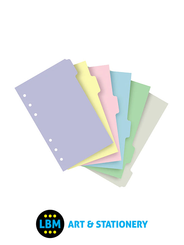 Filofax - Personal size Pastel Coloured 6 Blank Tabs Indices Insert Refill 132674 - LBM Art & Stationery Store