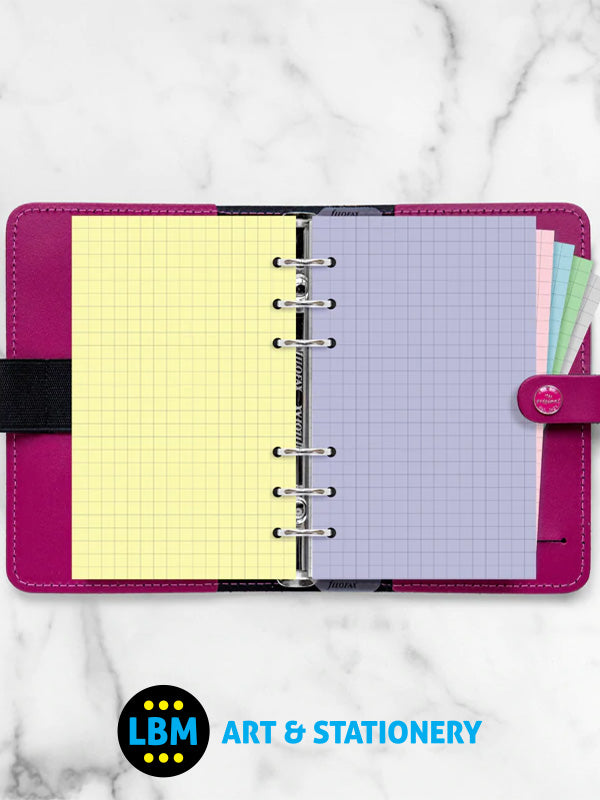 Filofax - Personal size Pastel Squared Paper Assorted Colours Insert Refill 132672 - LBM Art & Stationery Store
