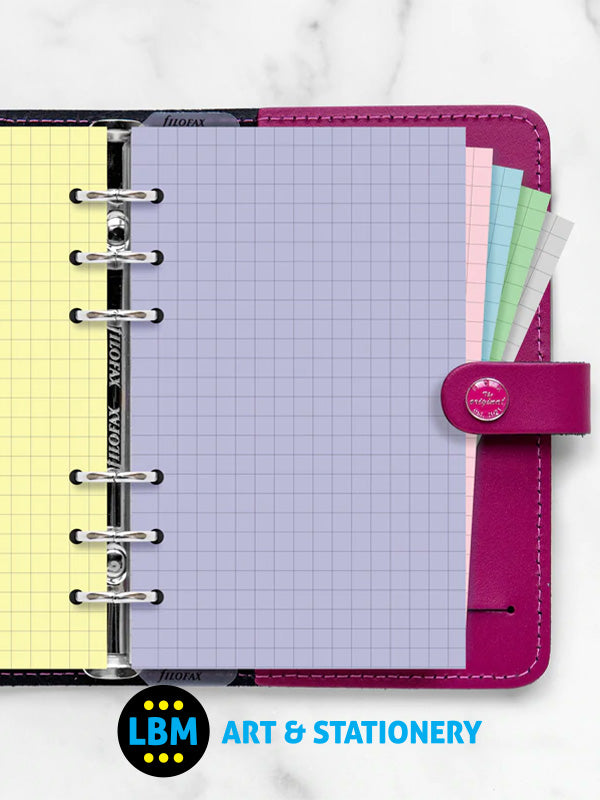 Filofax - Personal size Pastel Squared Paper Assorted Colours Insert Refill 132672 - LBM Art & Stationery Store