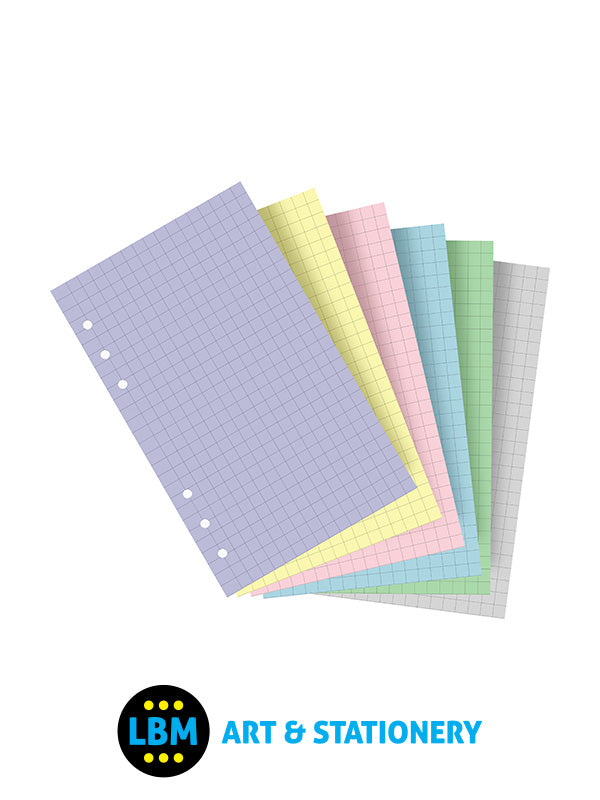 Filofax - Personal size Pastel Squared Paper Assorted Colours Insert Refill 132672 - LBM Art & Stationery Store