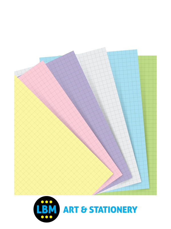 Filofax - Personal size Pastel Squared Paper Assorted Colours Insert Refill 132672 - LBM Art & Stationery Store