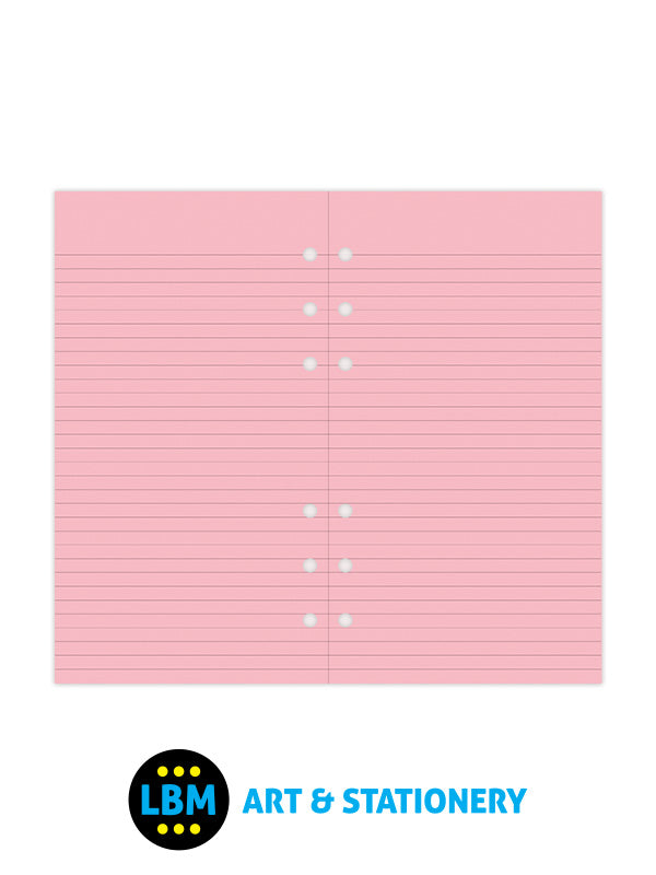 Filofax - Personal size Pink Ruled Notepaper Organiser Refill 133007 - LBM Art & Stationery Store